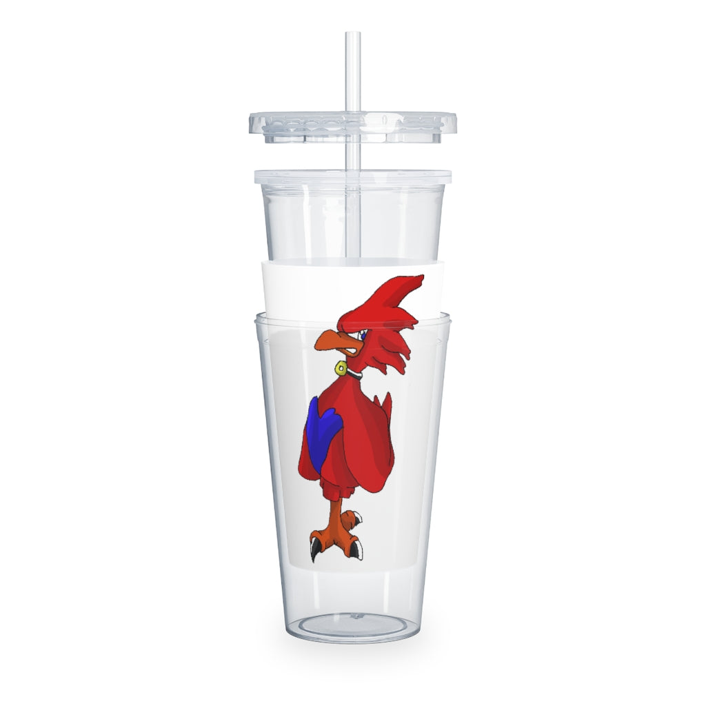 Faulkner Plastic Tumbler with Straw, featuring a customizable design, lid, and straw, perfect for drinks at events.