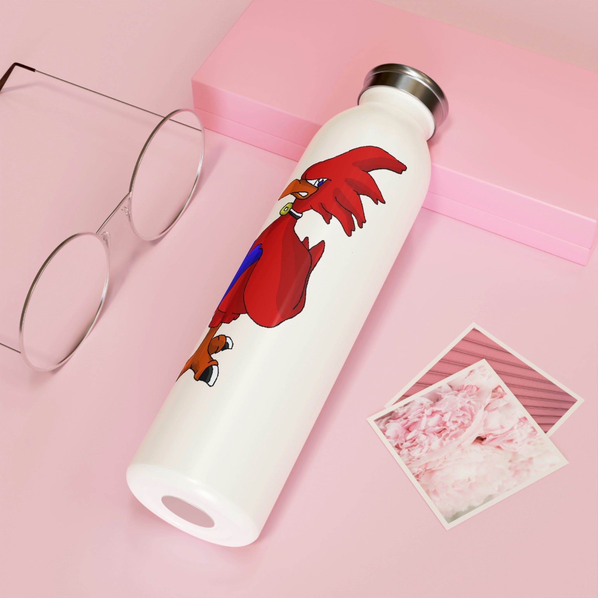 Faulkner Slim Water Bottle in matte finish with silver cap, showcasing its stylish design and personalized print options.