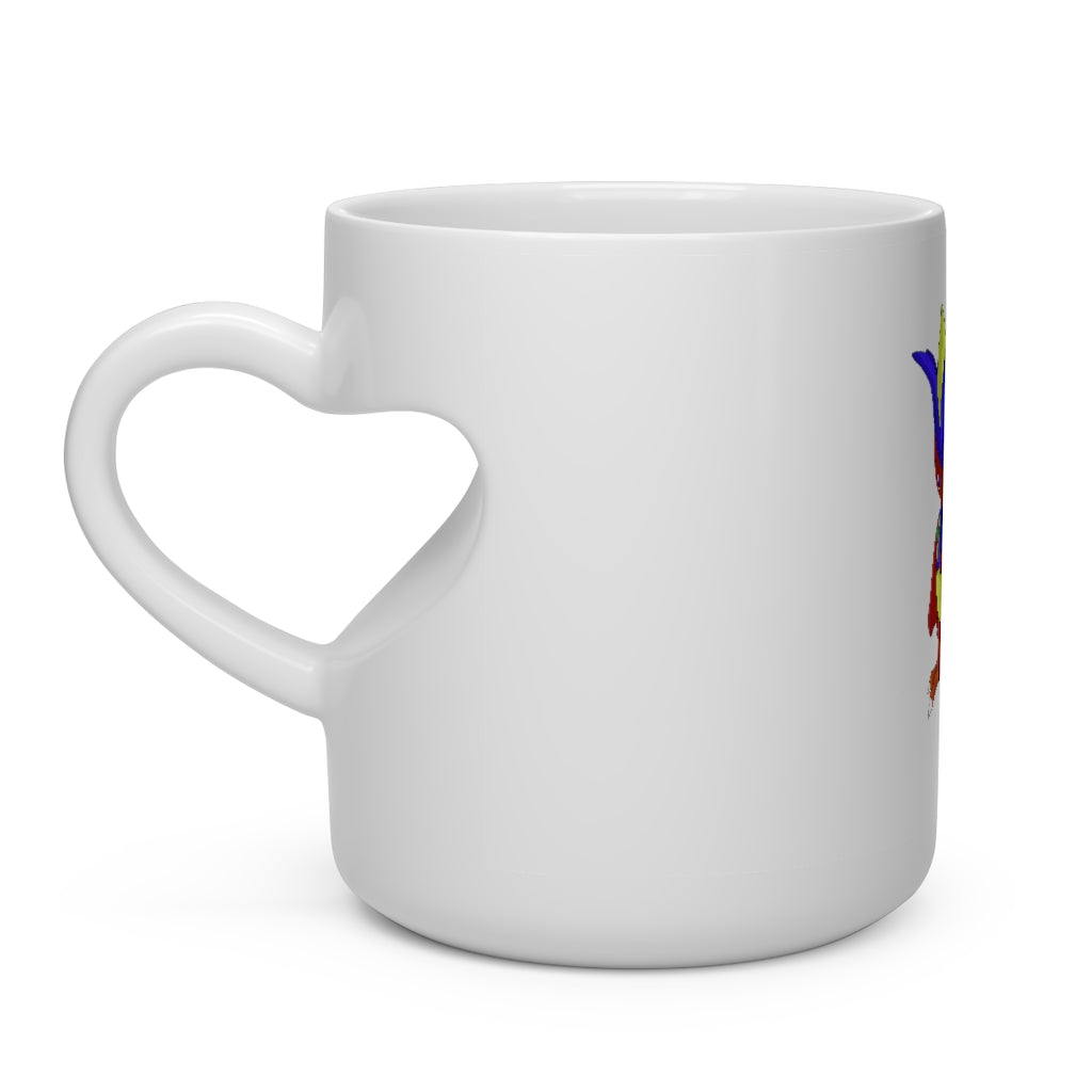 Faulkoneir Heart Shape Mug in white ceramic with a heart-shaped handle, perfect for hot beverages.