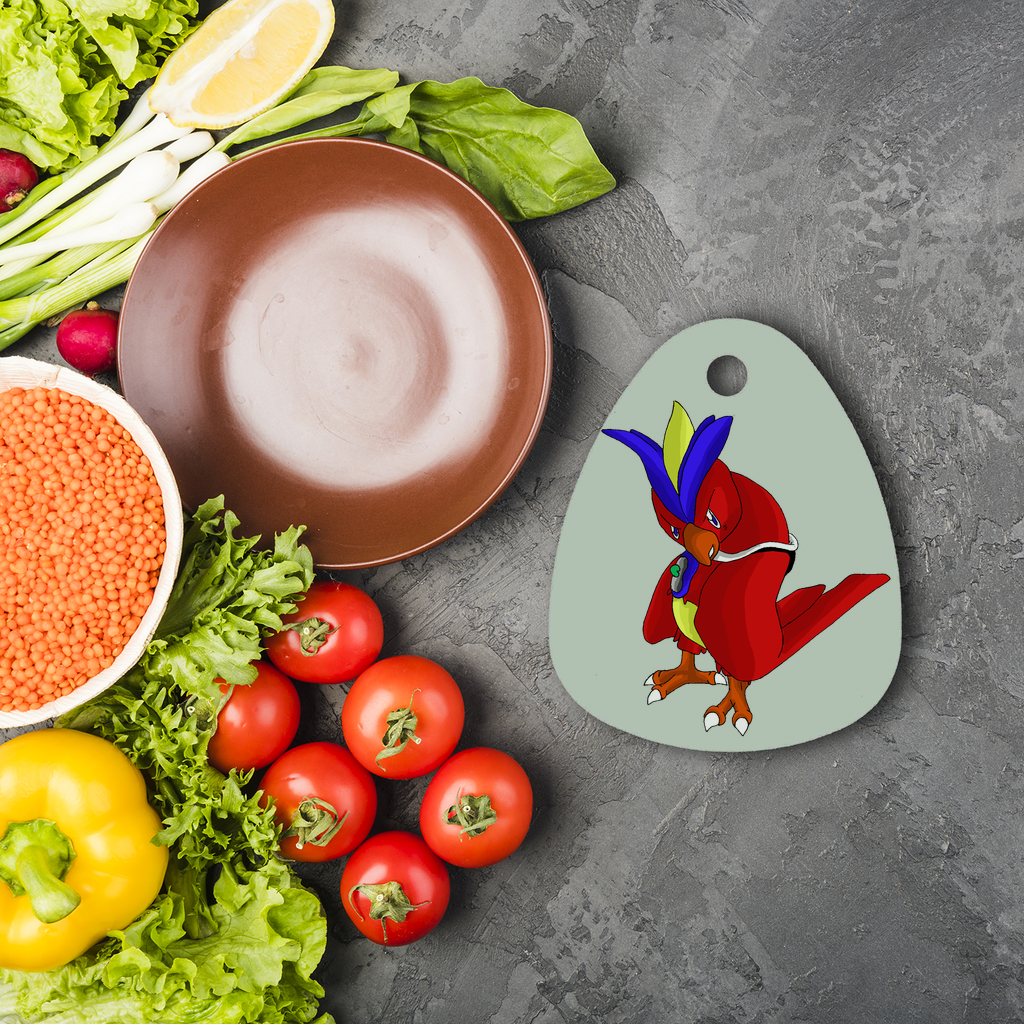 Faulkoneir Sublimation Glass Cutting Board with custom design, featuring a round shape and rubber feet for stability.