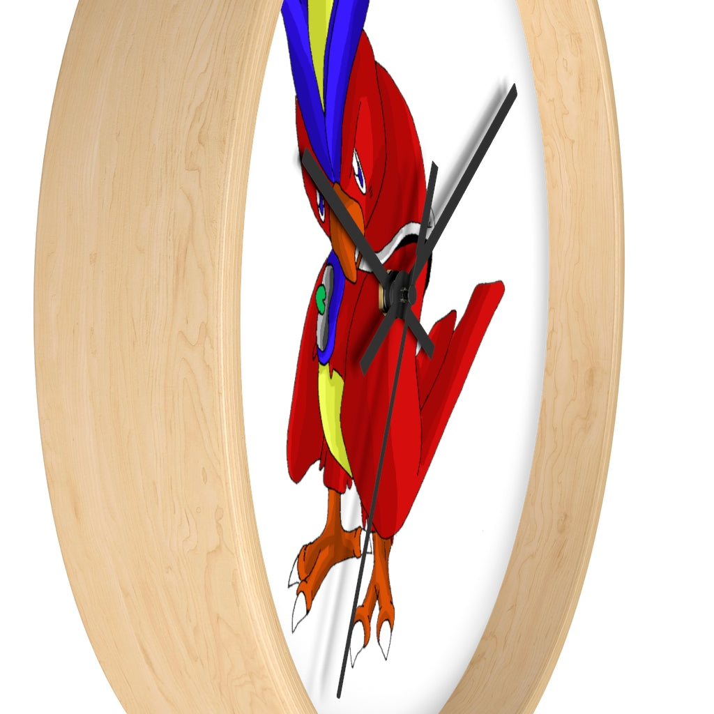 Faulkoneir Wall Clock featuring a wooden frame and plexiglass face, ideal for indoor decor.