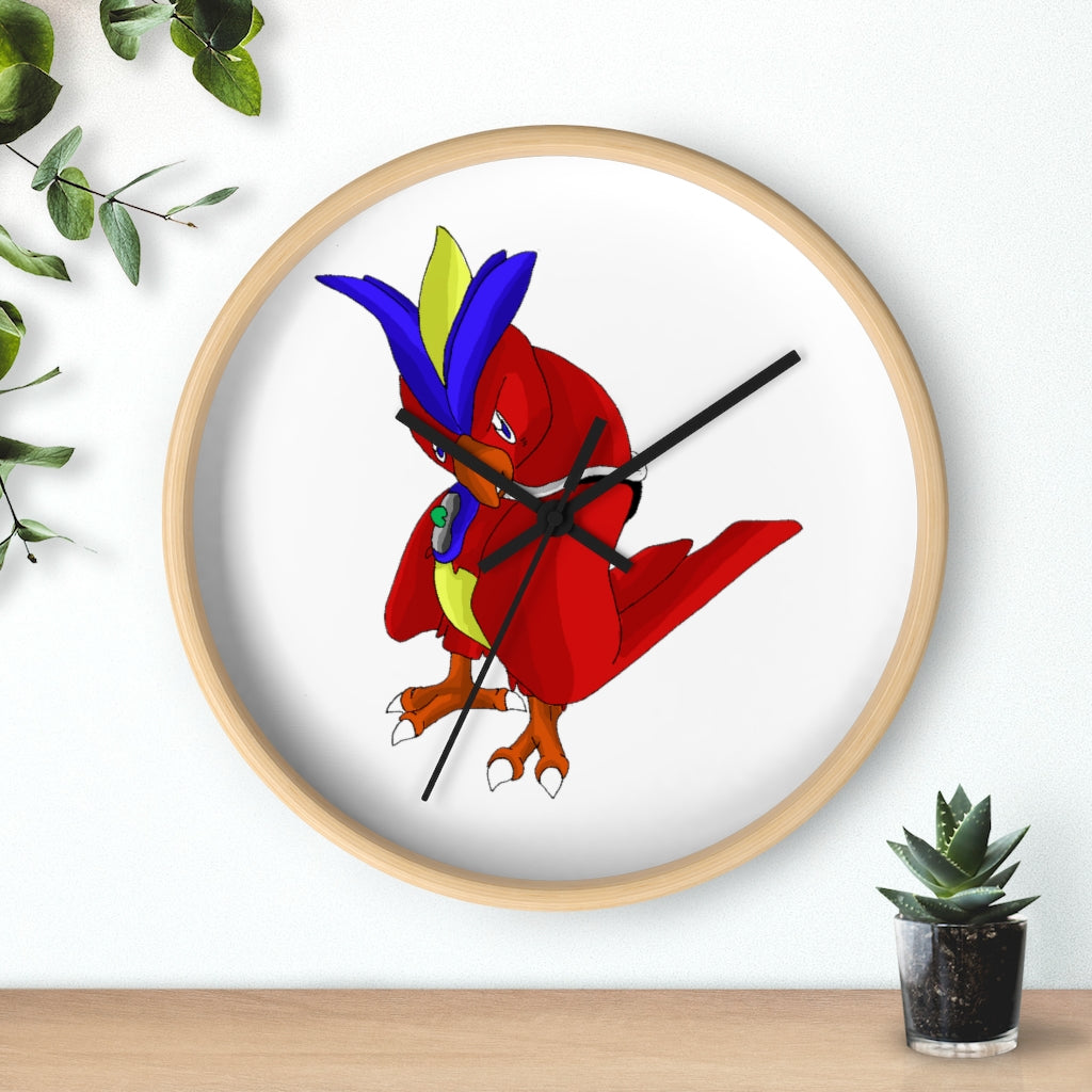 Faulkoneir Wall Clock featuring a wooden frame and plexiglass face, ideal for indoor decor.