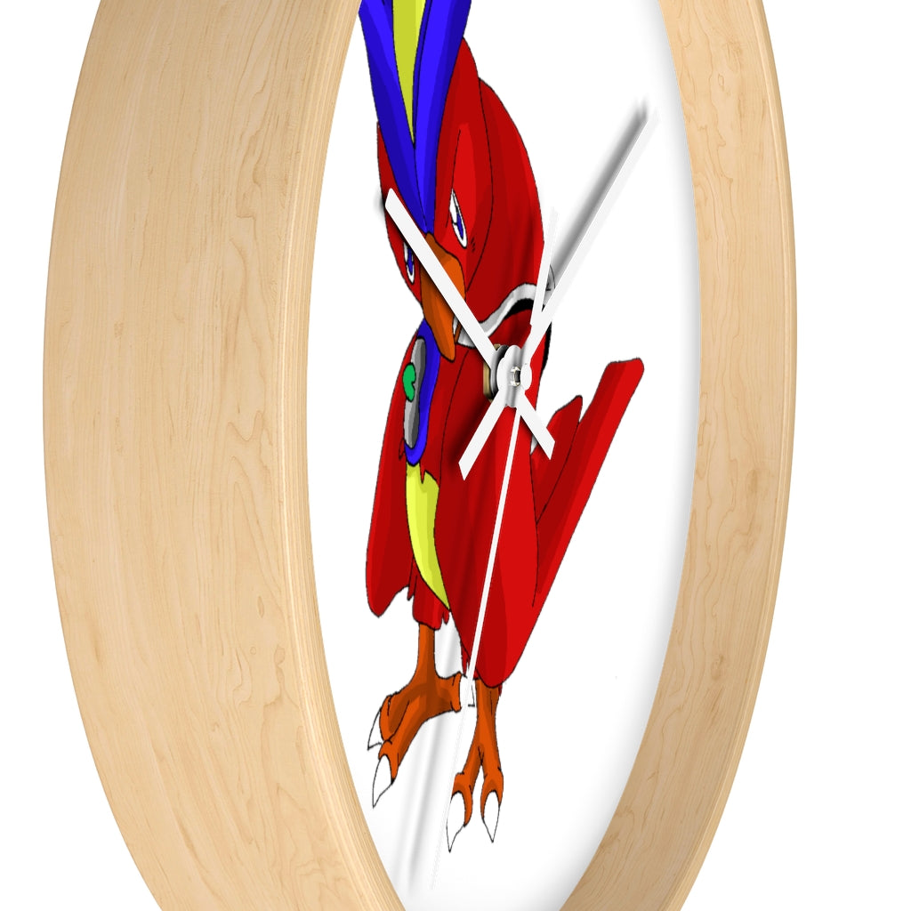 Faulkoneir Wall Clock featuring a wooden frame and plexiglass face, ideal for indoor decor.