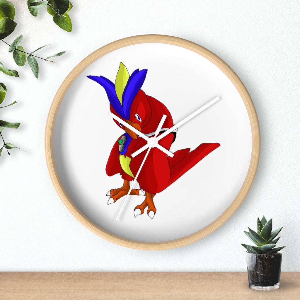 Faulkoneir Wall Clock featuring a wooden frame and plexiglass face, ideal for indoor decor.