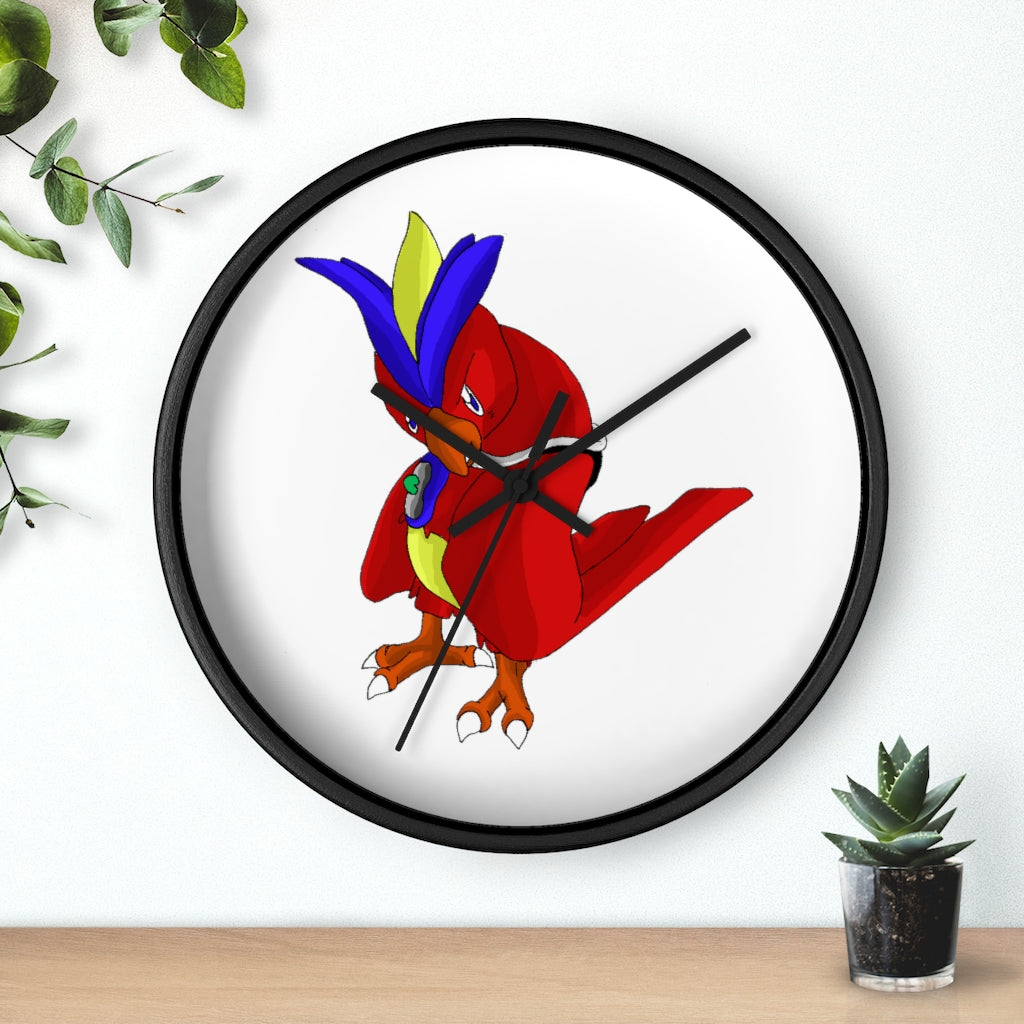 Faulkoneir Wall Clock featuring a wooden frame and plexiglass face, ideal for indoor decor.