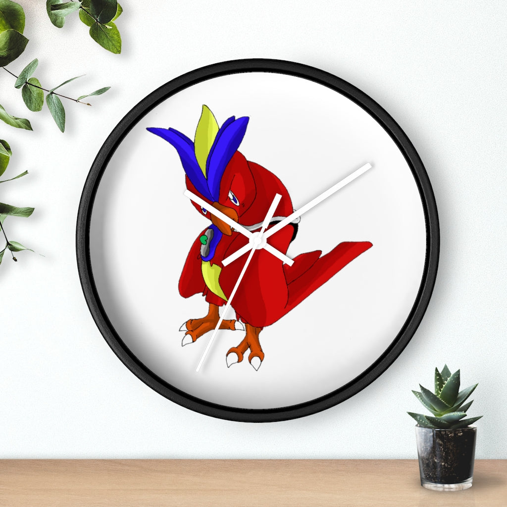 Faulkoneir Wall Clock featuring a wooden frame and plexiglass face, ideal for indoor decor.