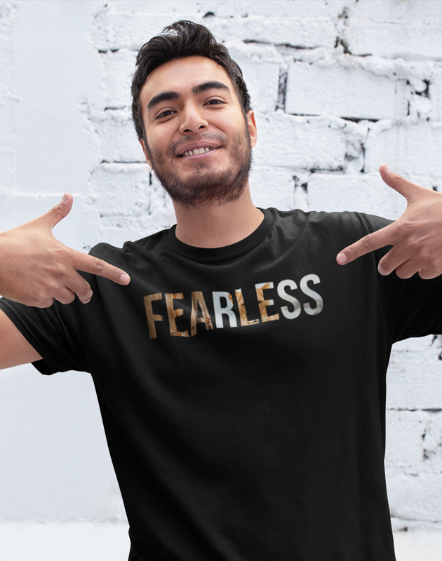 Fearless T-shirt made from soft ringspun cotton featuring unique artistic designs.