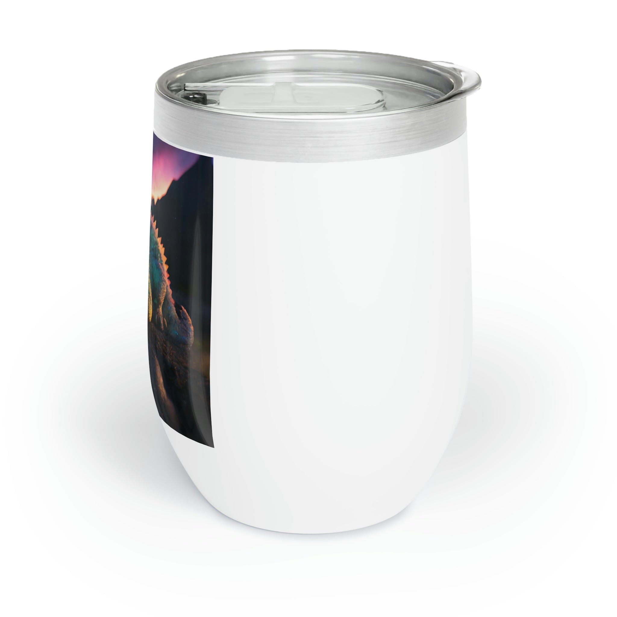 Feathered Dragon Chill Wine Tumbler showcasing its elegant design and stainless steel finish.