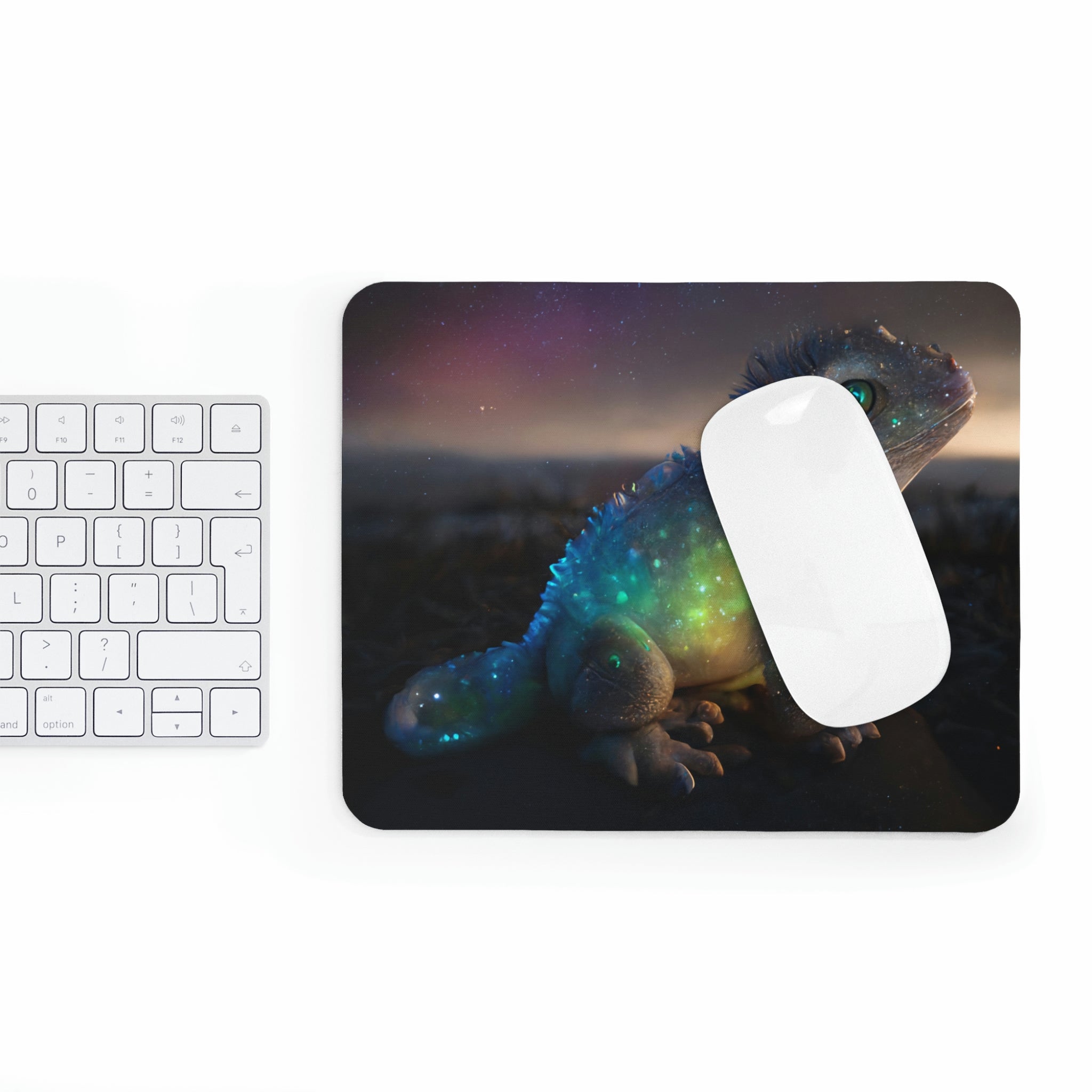 Feathered Dragon Mouse Pad featuring a vibrant dragon design on a soft fabric surface with a non-slip rubber base.