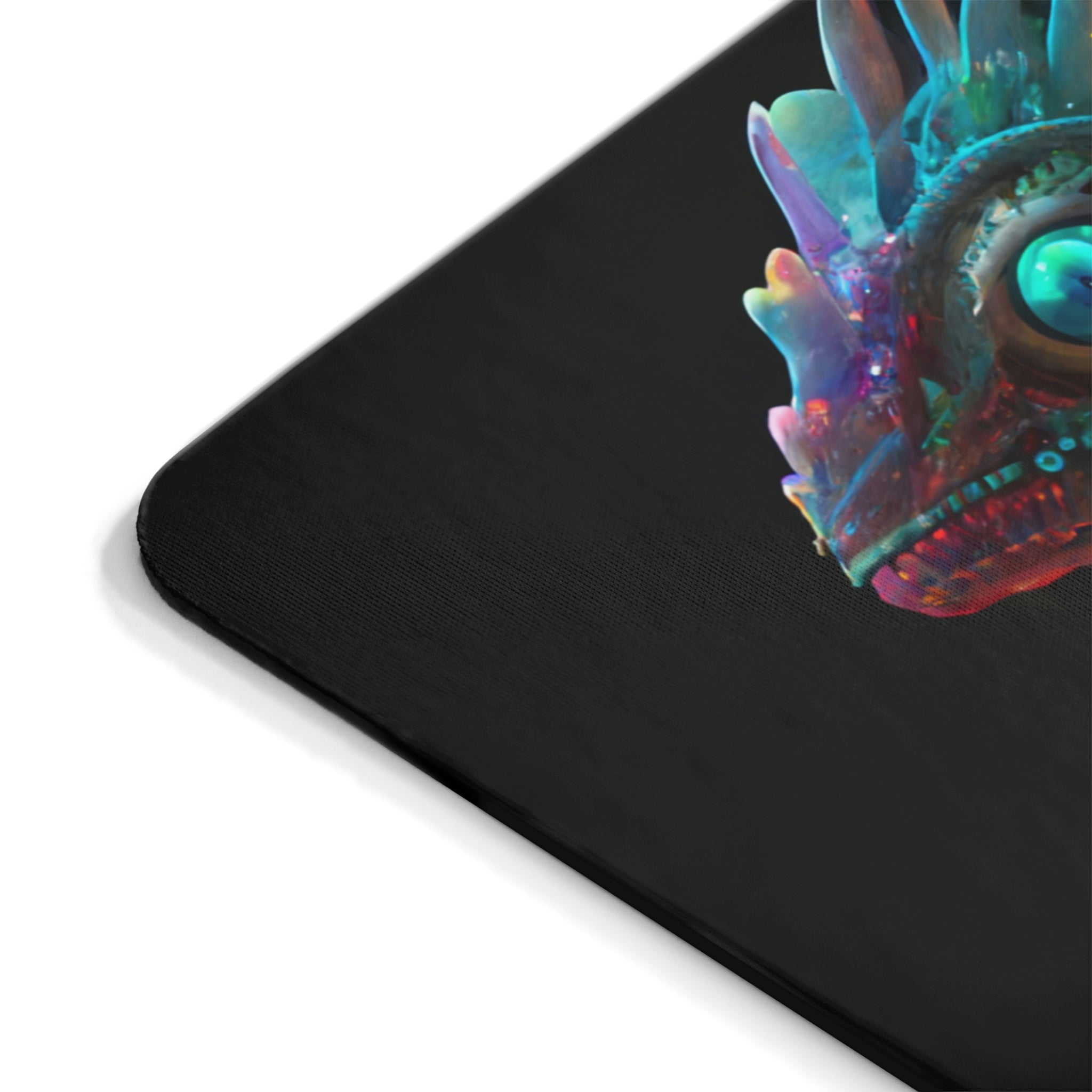 Feathered Dragon Mouse Pad featuring a vibrant dragon design on a smooth surface with a non-slip rubber base.