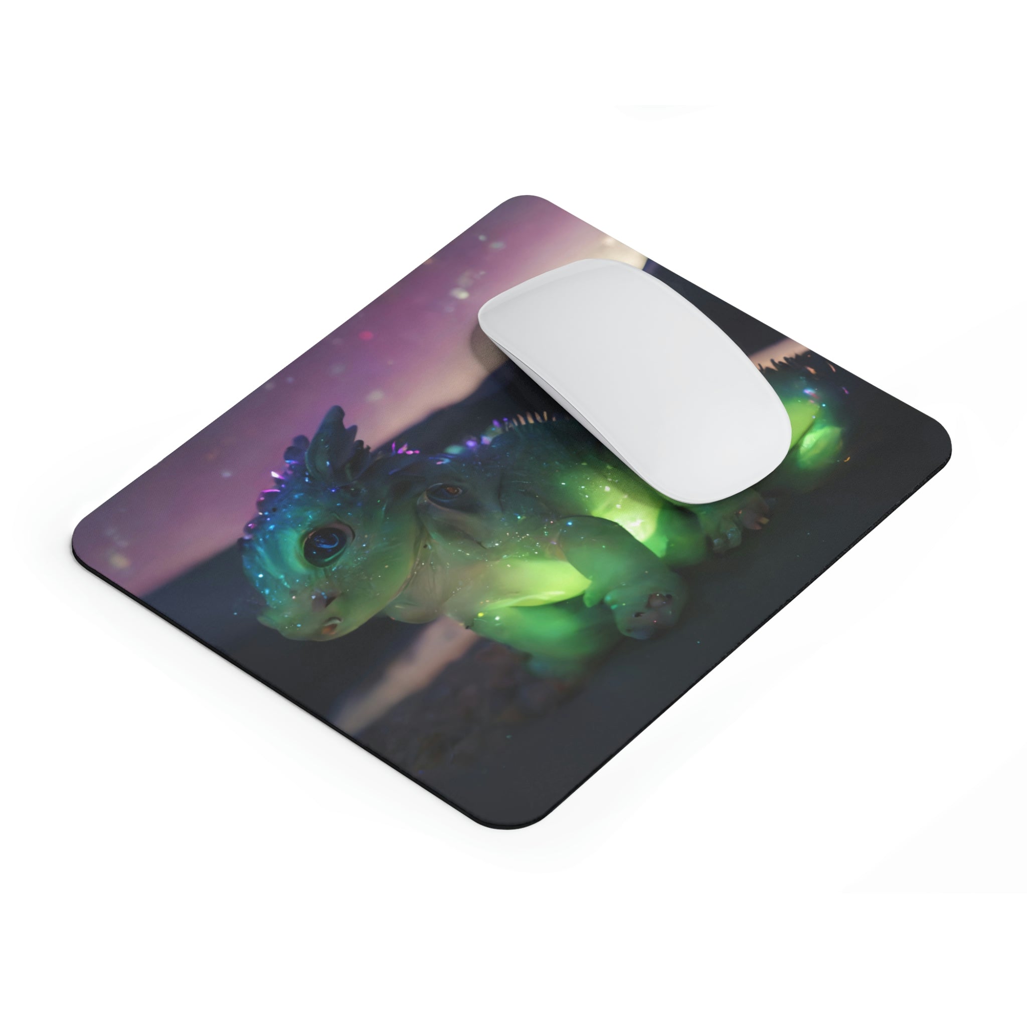 Feathered Dragon Mouse Pad featuring a vibrant dragon design on a smooth surface with a non-slip rubber base.