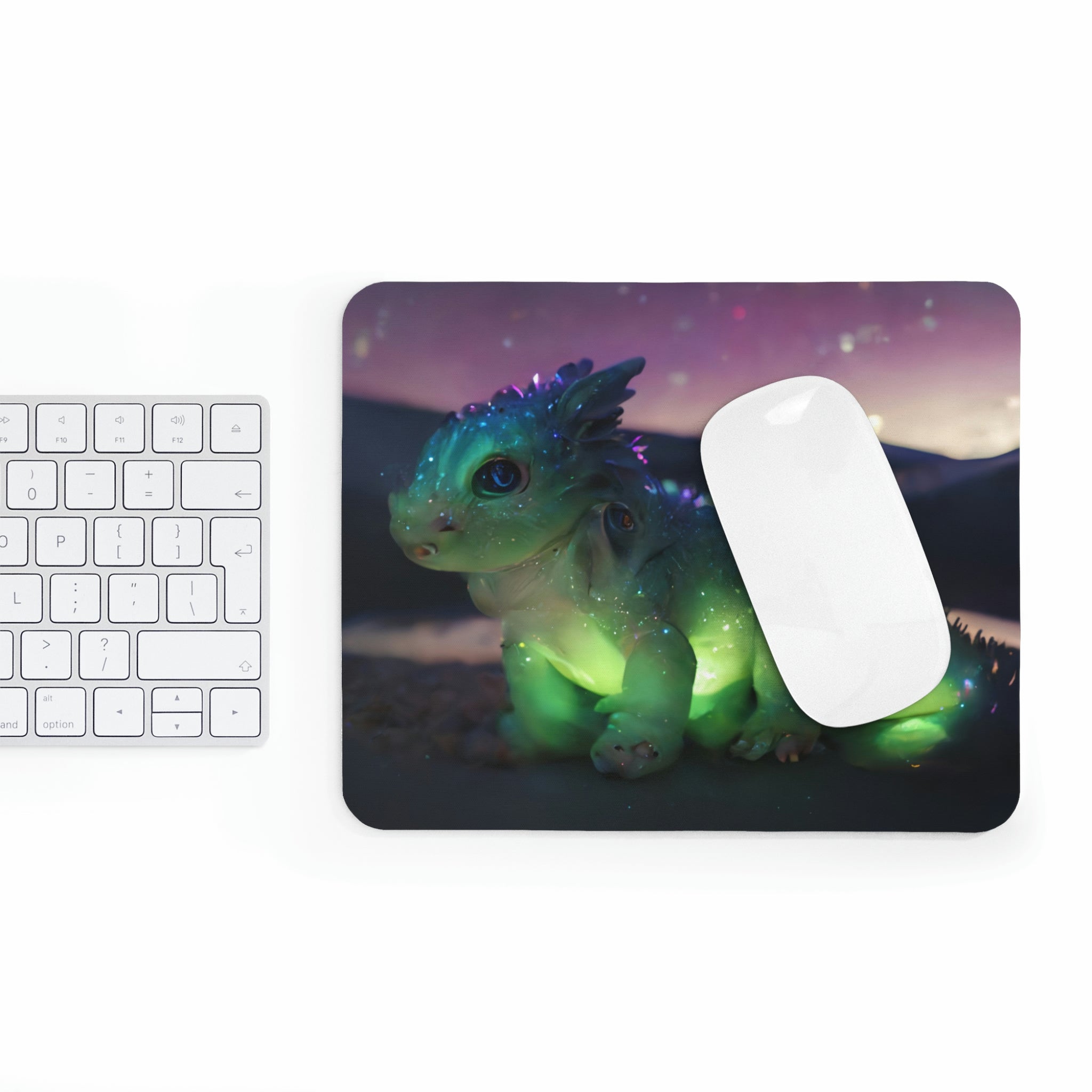 Feathered Dragon Mouse Pad featuring a vibrant dragon design on a smooth surface with a non-slip rubber base.