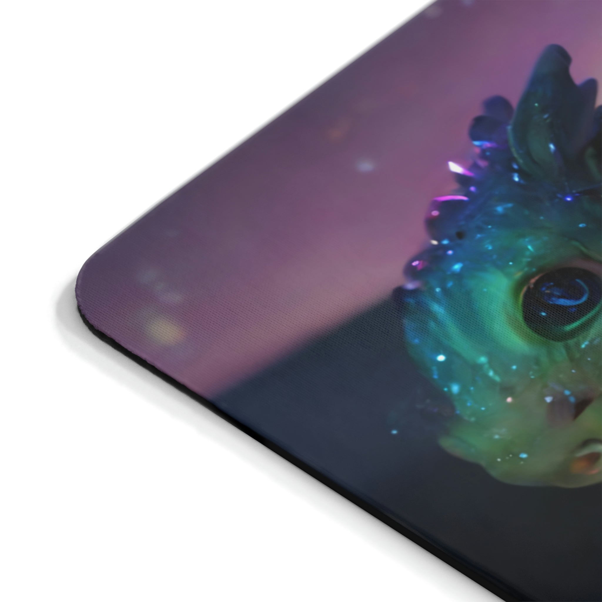 Feathered Dragon Mouse Pad featuring a vibrant dragon design on a smooth surface with a non-slip rubber base.