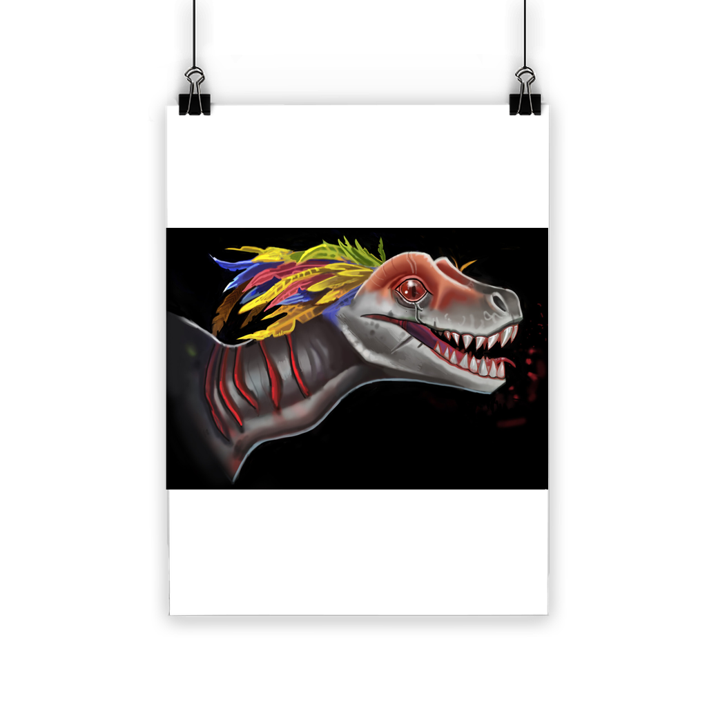 Feathered Raptor Classic Poster showcasing vibrant colors on semi-gloss paper, ideal for indoor and outdoor display.