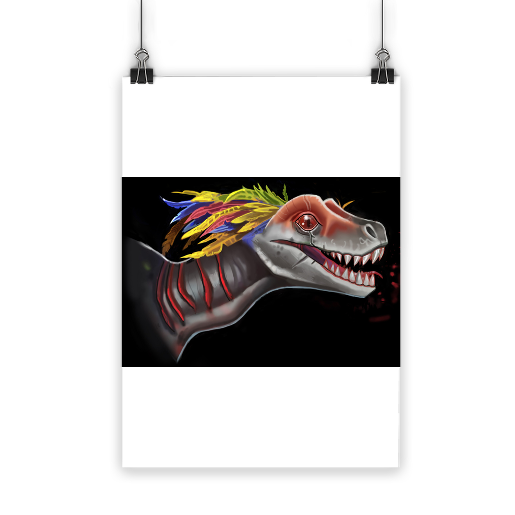 Feathered Raptor Classic Poster showcasing vibrant colors on semi-gloss paper, ideal for indoor and outdoor display.