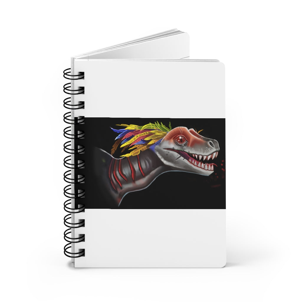 Feathered Raptor Spiral Bound Journal with glossy cover and lined pages, showcasing a vibrant feathered design.