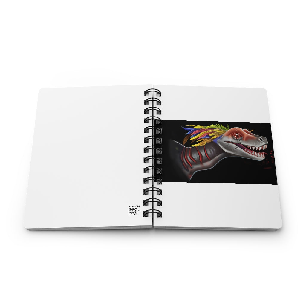 Feathered Raptor Spiral Bound Journal with glossy cover and lined pages, showcasing a vibrant feathered design.