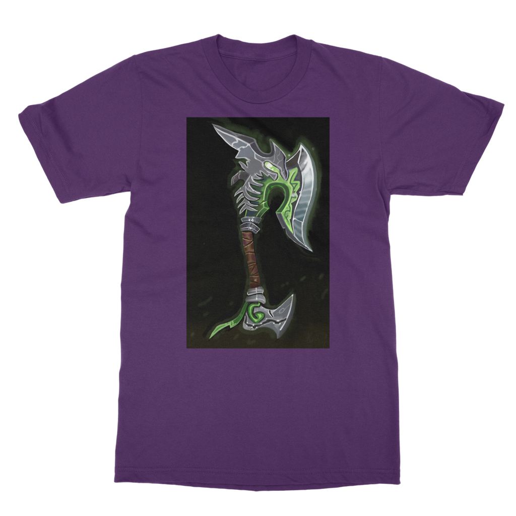 Fel Axe Classic Adult T-Shirt in various colors, showcasing its soft fabric and round neck design.