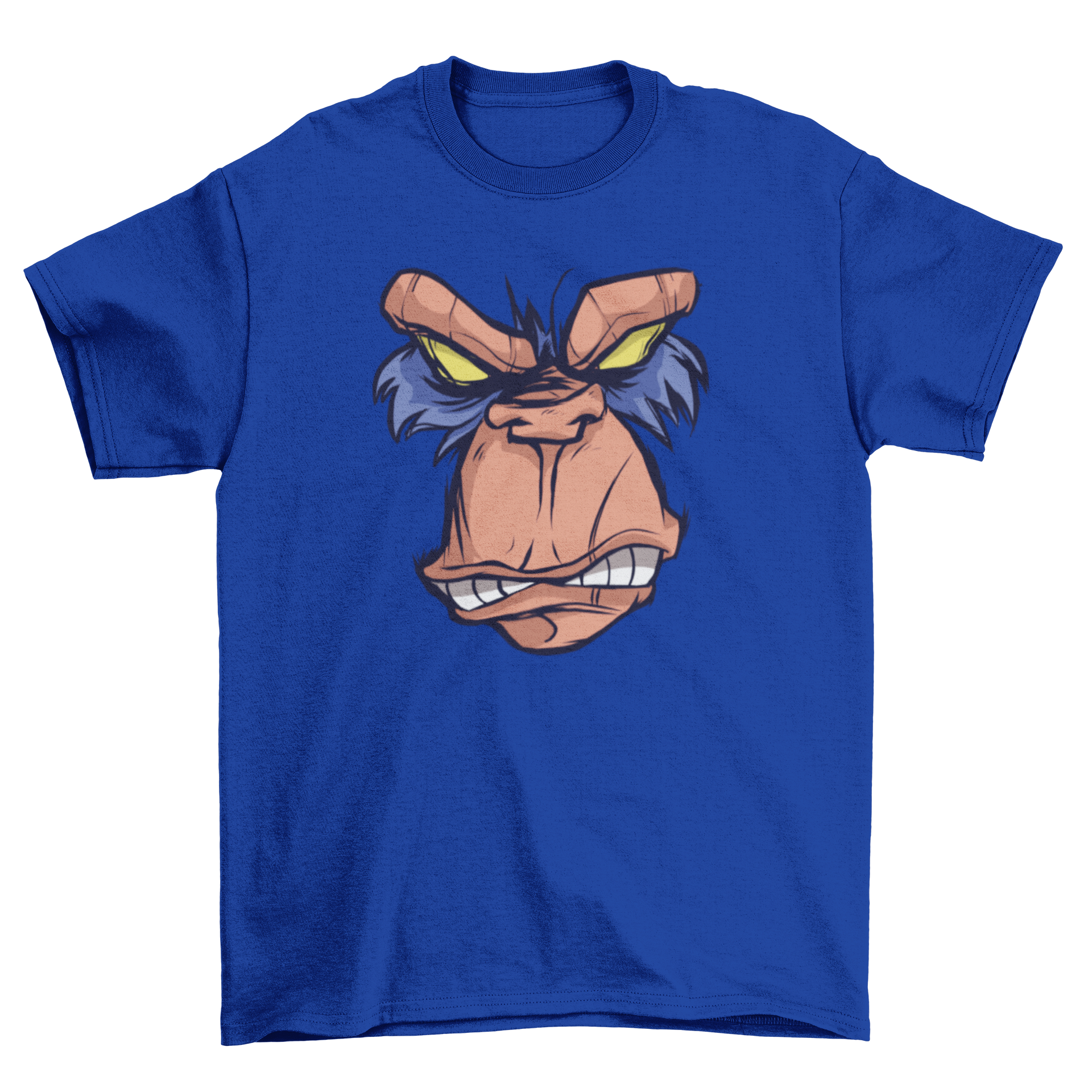 Fierce Angry Great Ape T-Shirt featuring a strong chimp face design, showcasing vibrant colors and intricate details.