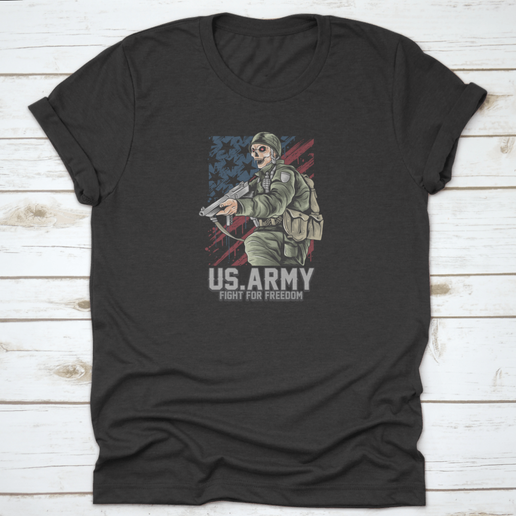 A patriotic Fight For The Country Army T-Shirt made from 100% cotton, featuring a classic fit and durable fabric, perfect for showing national pride.