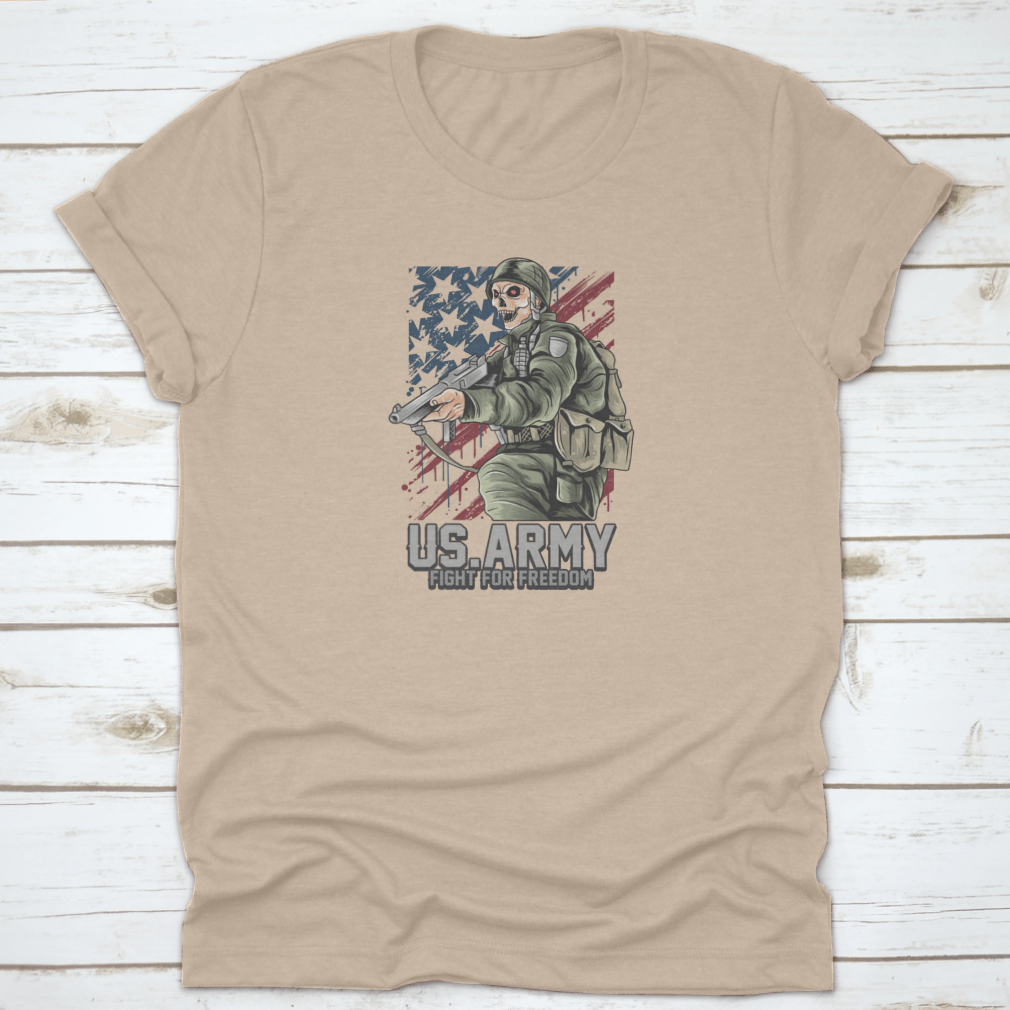 A patriotic Fight For The Country Army T-Shirt made from 100% cotton, featuring a classic fit and durable fabric, perfect for showing national pride.