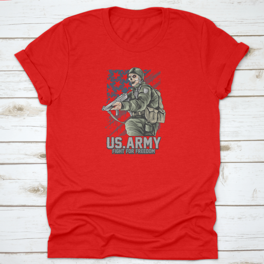 A patriotic Fight For The Country Army T-Shirt made from 100% cotton, featuring a classic fit and durable fabric, perfect for showing national pride.