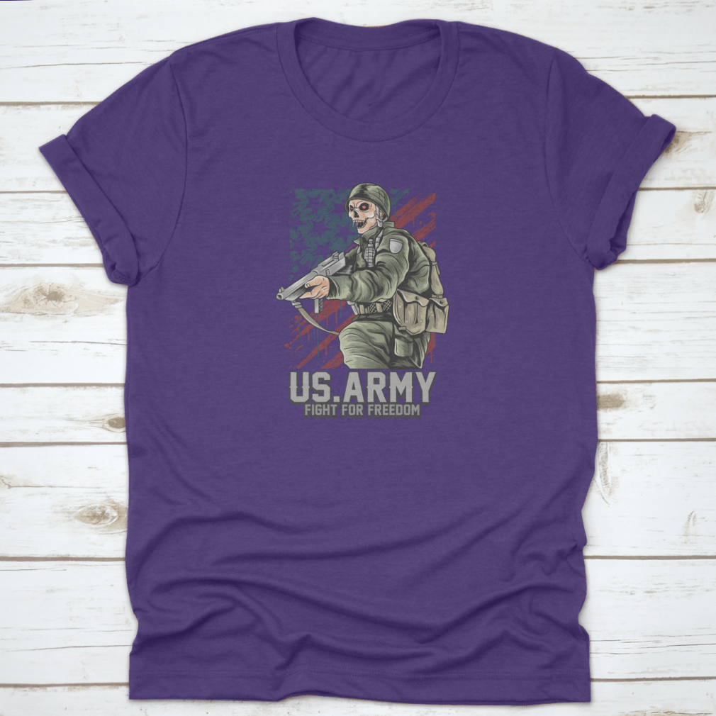 A patriotic Fight For The Country Army T-Shirt made from 100% cotton, featuring a classic fit and durable fabric, perfect for showing national pride.