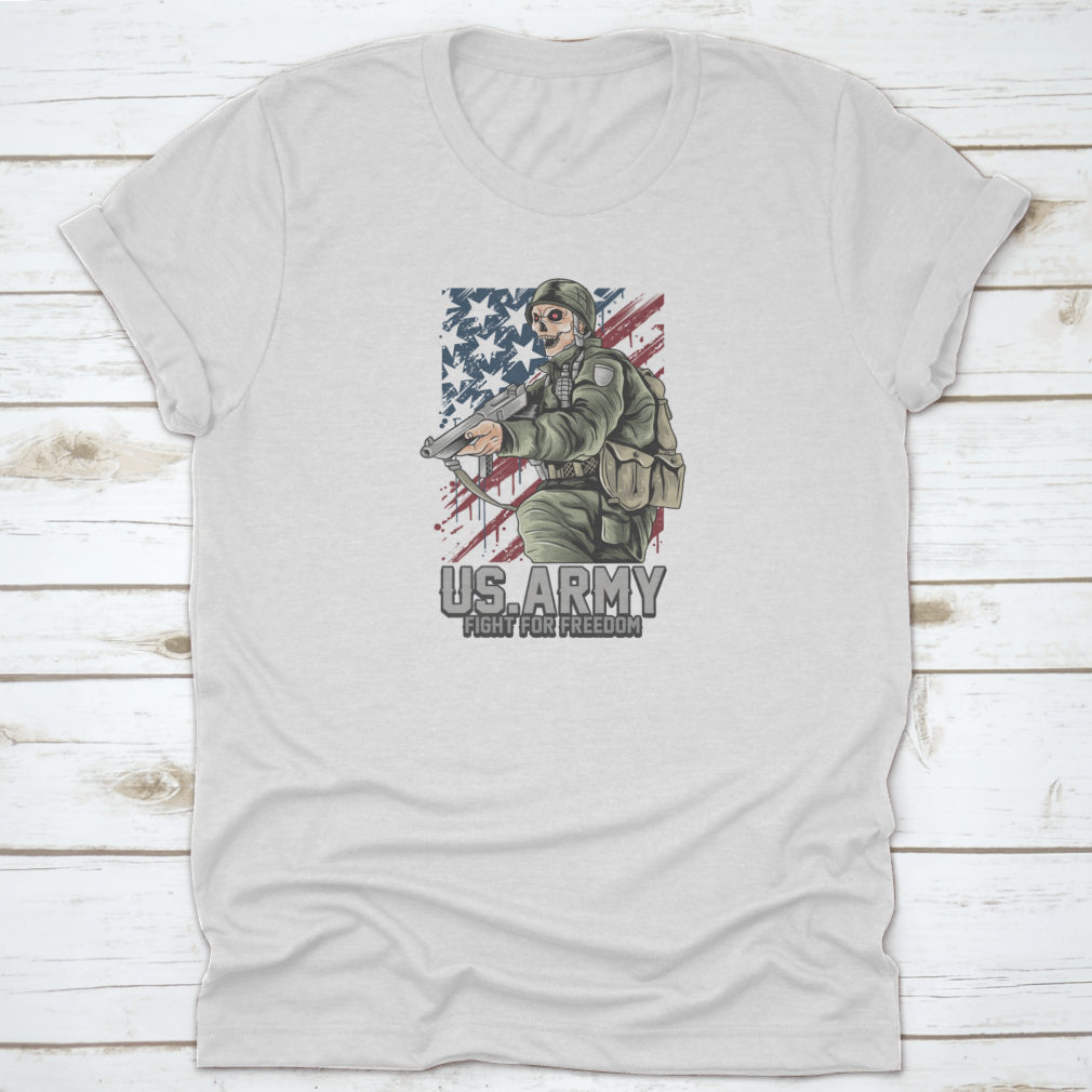 A patriotic Fight For The Country Army T-Shirt made from 100% cotton, featuring a classic fit and durable fabric, perfect for showing national pride.