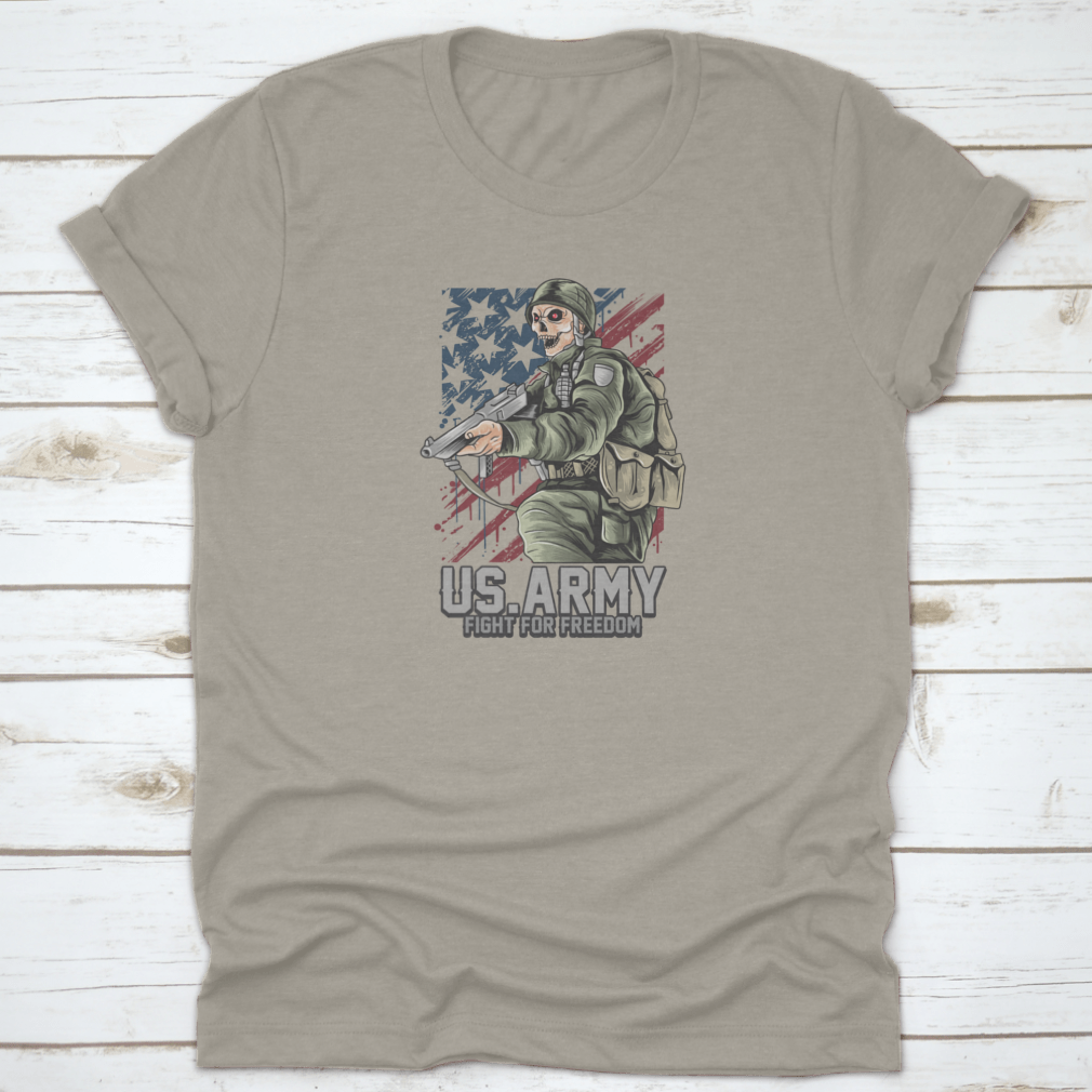 A patriotic Fight For The Country Army T-Shirt made from 100% cotton, featuring a classic fit and durable fabric, perfect for showing national pride.