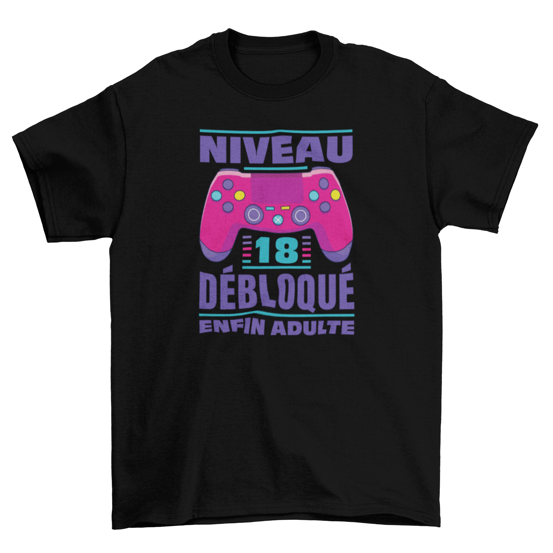 Finally an Adult T-Shirt featuring a gaming controller and French quote design.