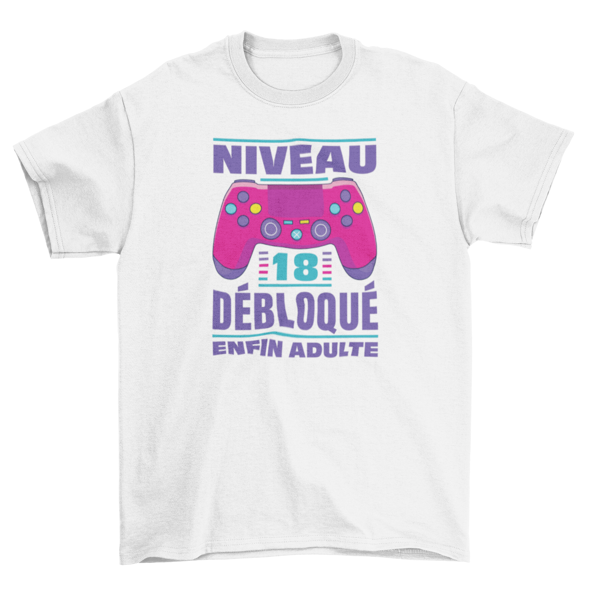 Finally an Adult T-Shirt featuring a gaming controller and French quote design.