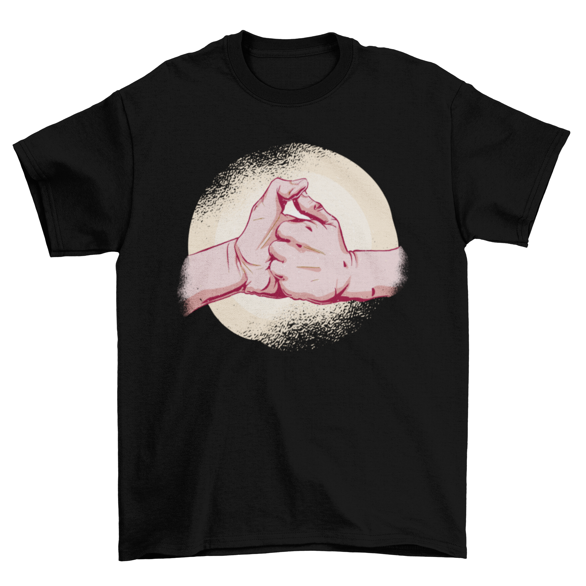 A stylish Finger Fight T-shirt featuring a unique textured design showcasing a playful finger fight.