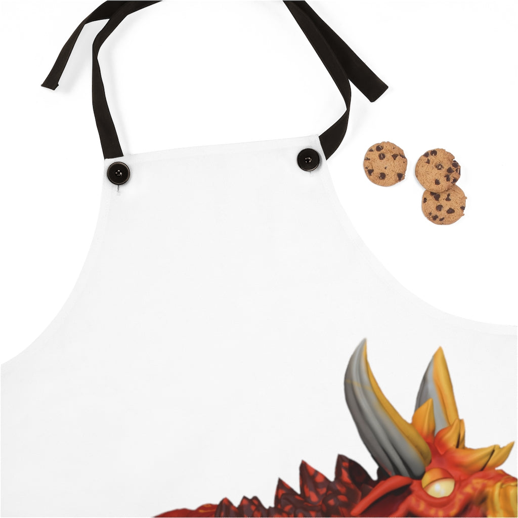 Fire Bull Apron made of lightweight polyester with black detachable twill straps, featuring a customizable design for stylish cooking.