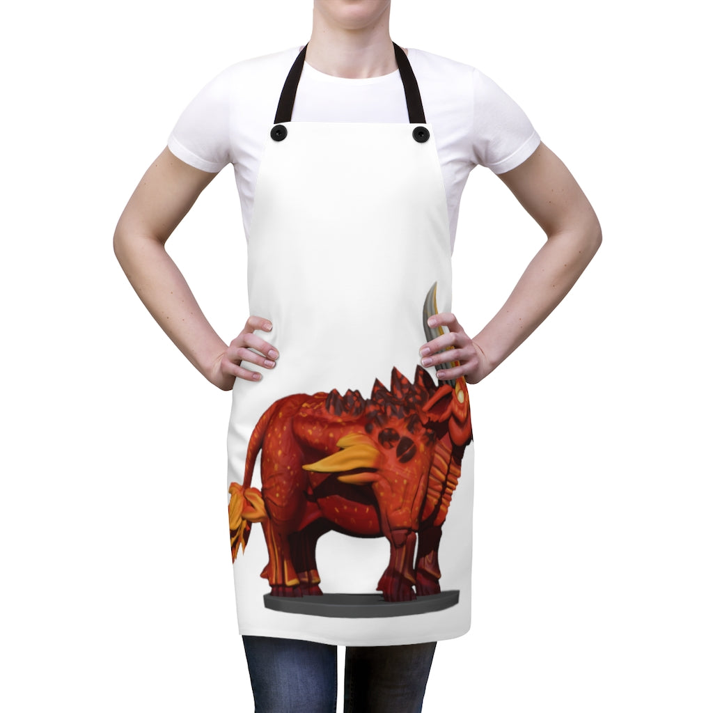 Fire Bull Apron made of lightweight polyester with black detachable twill straps, featuring a customizable design for stylish cooking.