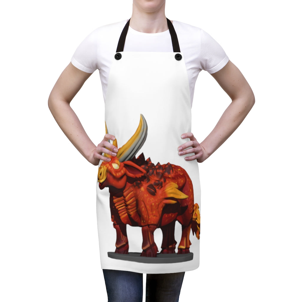 Fire Bull Apron featuring a stylish design with black detachable twill straps, perfect for cooking and grilling.