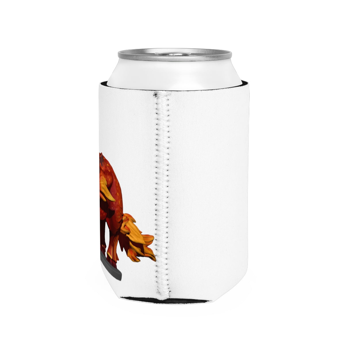 Fire Bull Can Cooler Sleeve made of durable neoprene, designed to fit standard 12 oz cans, featuring a customizable design.