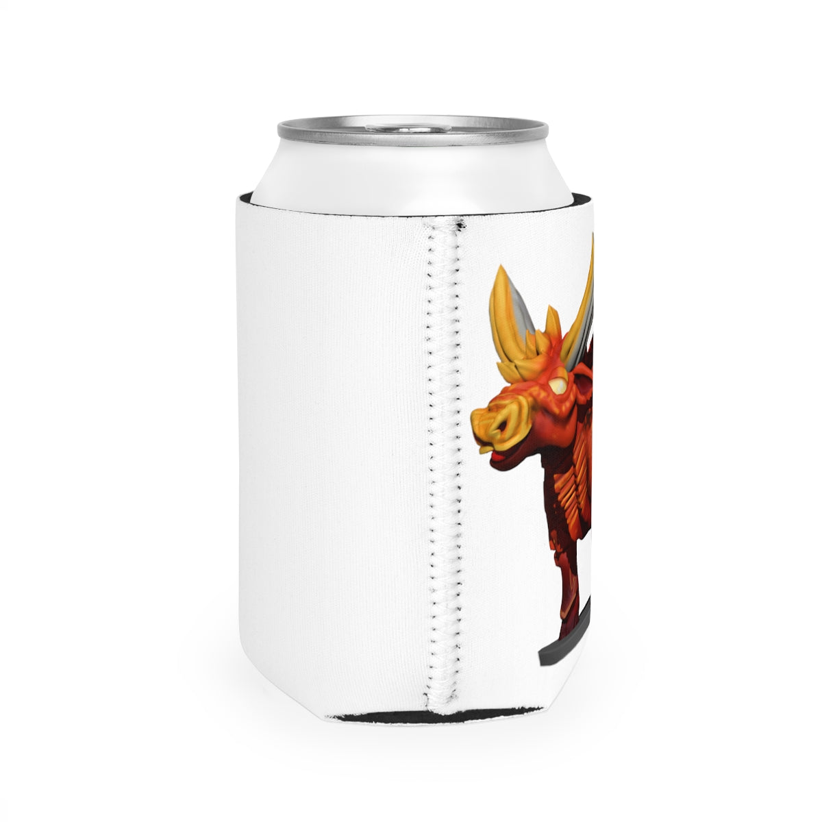 Fire Bull Can Cooler Sleeve made of durable neoprene, designed to fit standard 12 oz cans, featuring a customizable design.