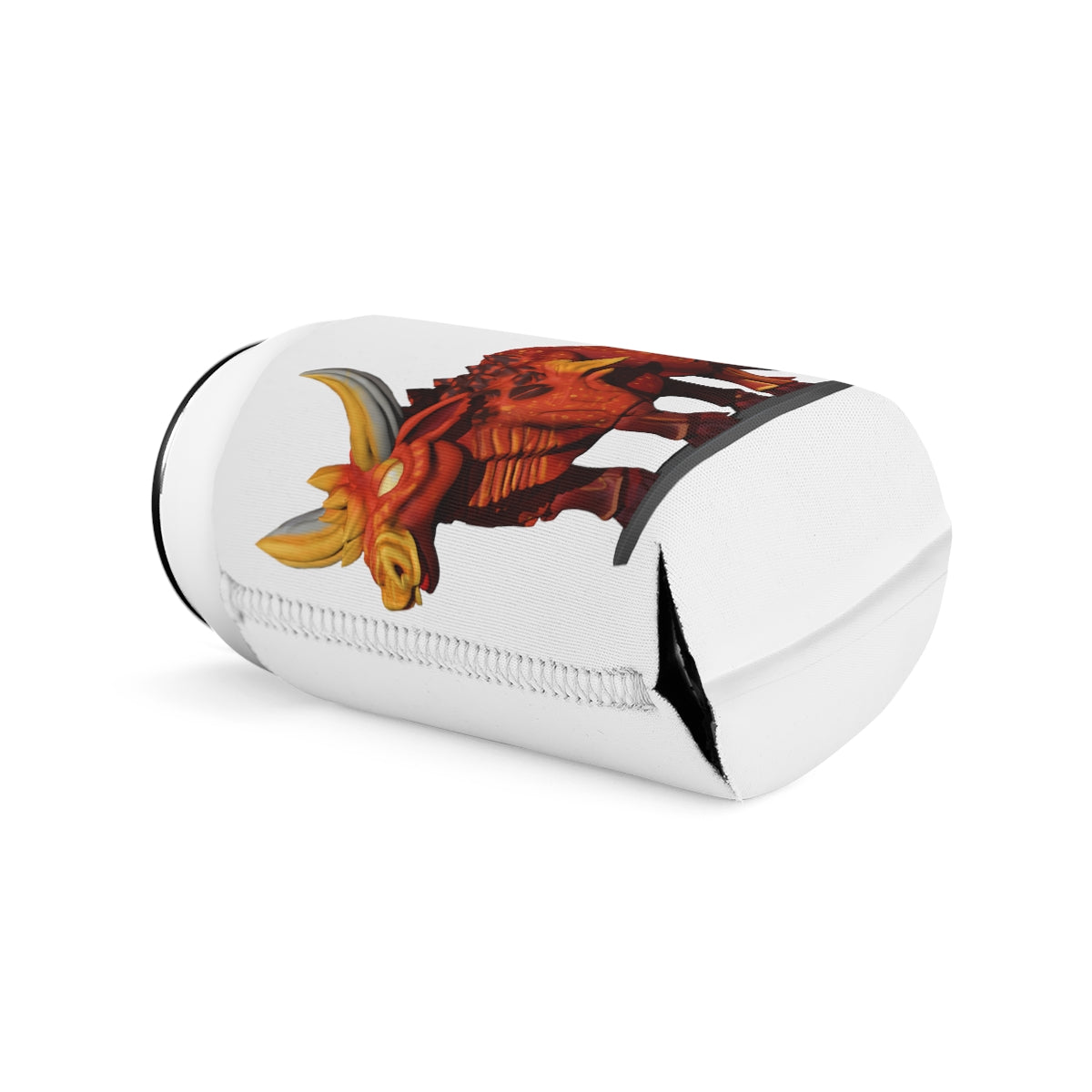 Fire Bull Can Cooler Sleeve made of durable neoprene, designed to fit standard 12 oz cans, featuring a customizable design.