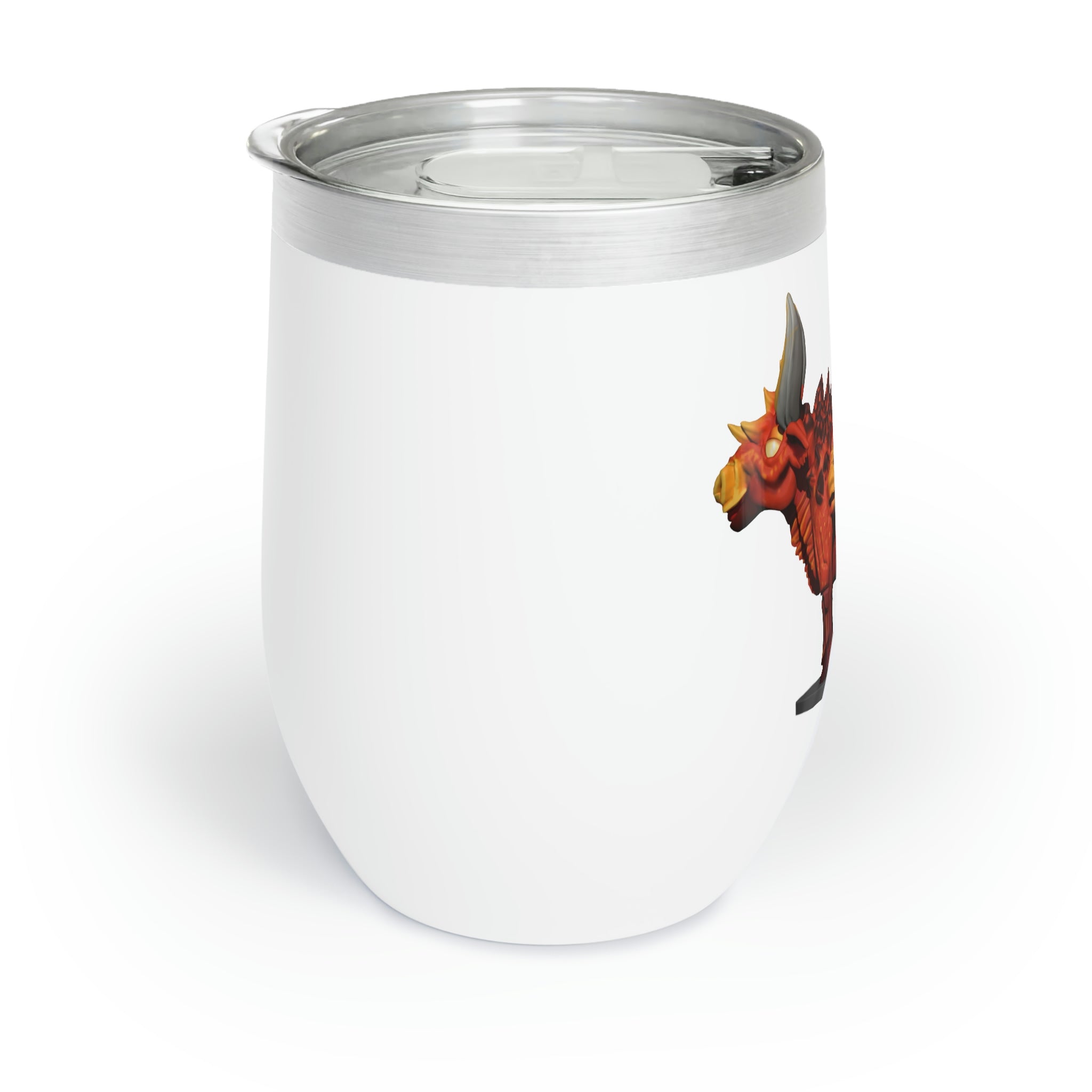 Fire Bull Chill Wine Tumbler in stainless steel with double-insulated walls, showcasing a customizable design.