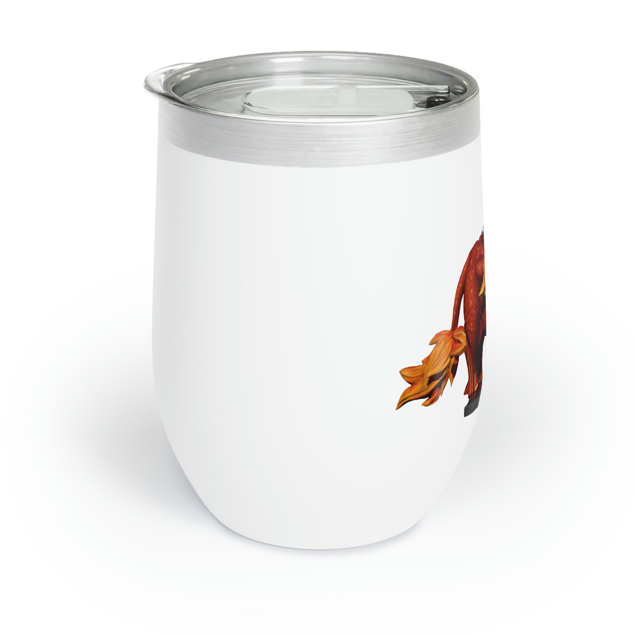 Fire Bull Chill Wine Tumbler in stainless steel with a sleek design, perfect for wine lovers.