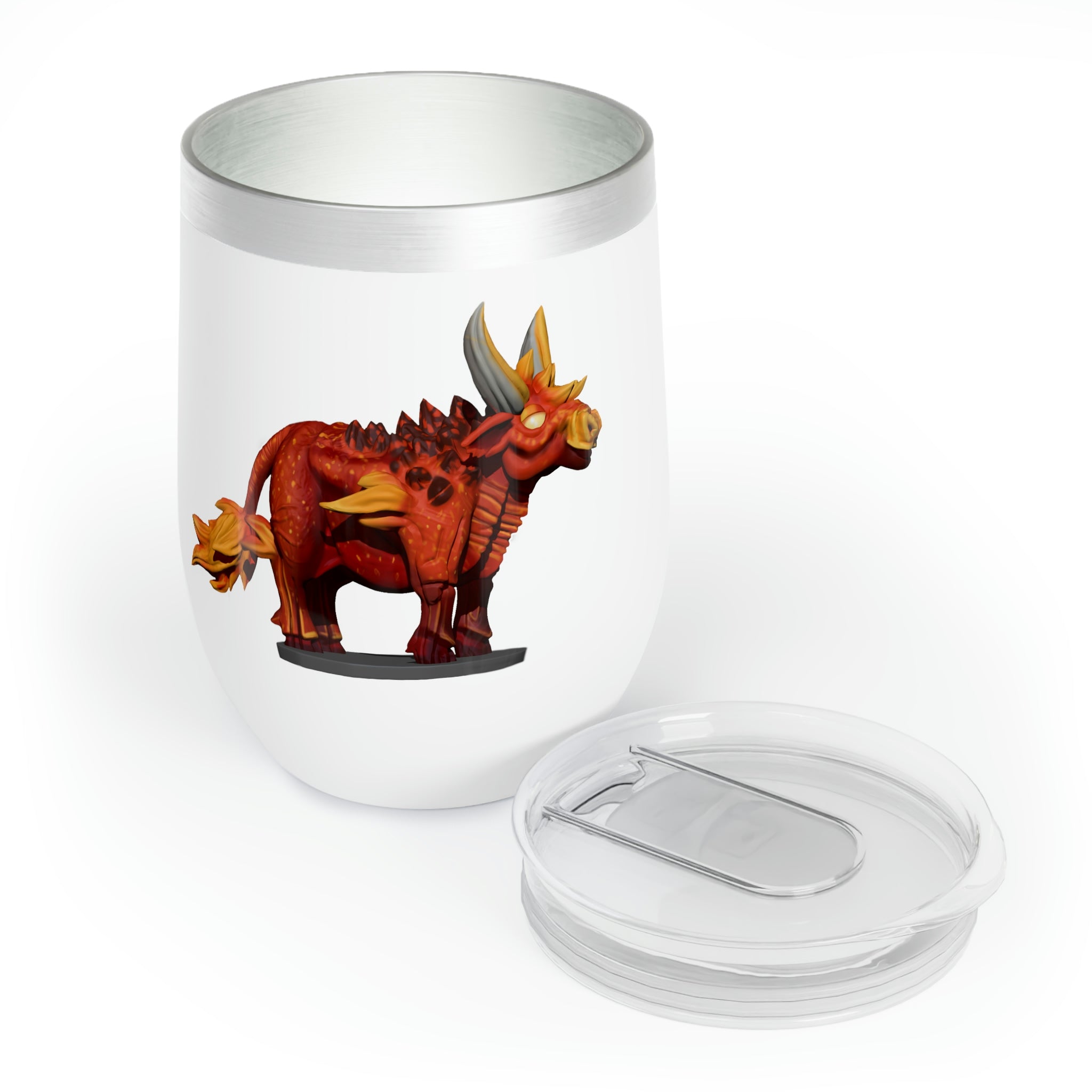 Fire Bull Chill Wine Tumbler in stainless steel with a sleek design, perfect for wine lovers.