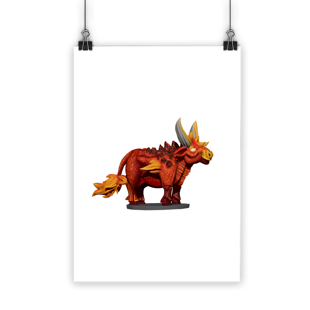 Fire Bull Classic Poster showcasing vibrant colors and a semi-gloss finish, ideal for indoor and outdoor display.