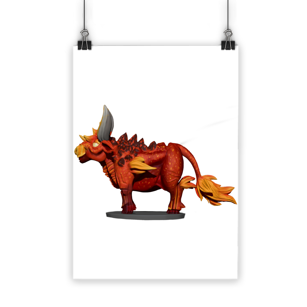 Fire Bull Classic Poster featuring vibrant colors and a semi-gloss finish, ideal for indoor and outdoor display.