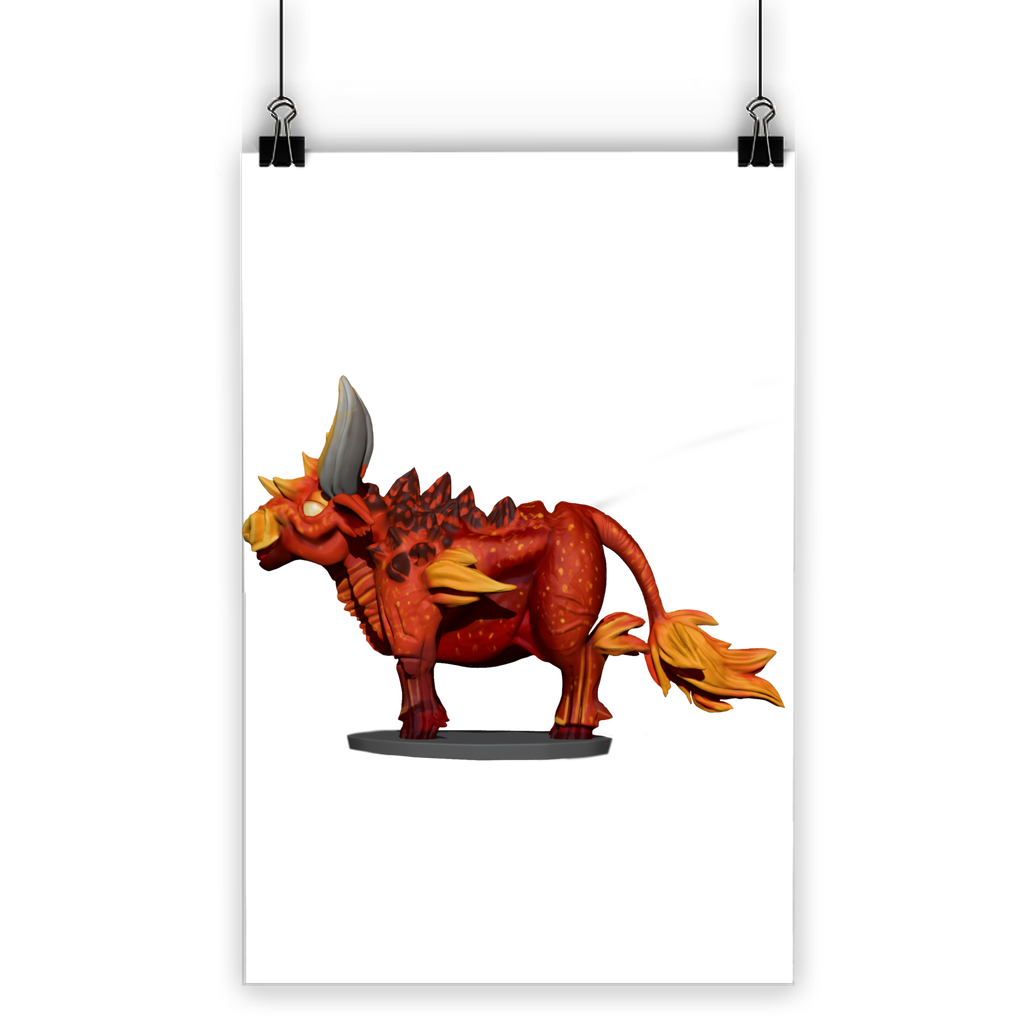 Fire Bull Classic Poster featuring vibrant colors and a semi-gloss finish, ideal for indoor and outdoor display.