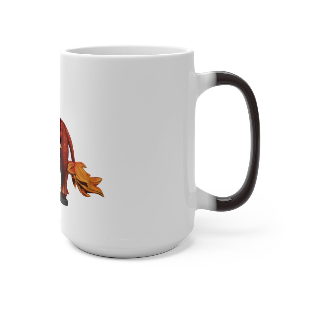 Fire Bull Color Changing Mug showcasing vibrant colors and a stylish design, perfect for warm beverages.