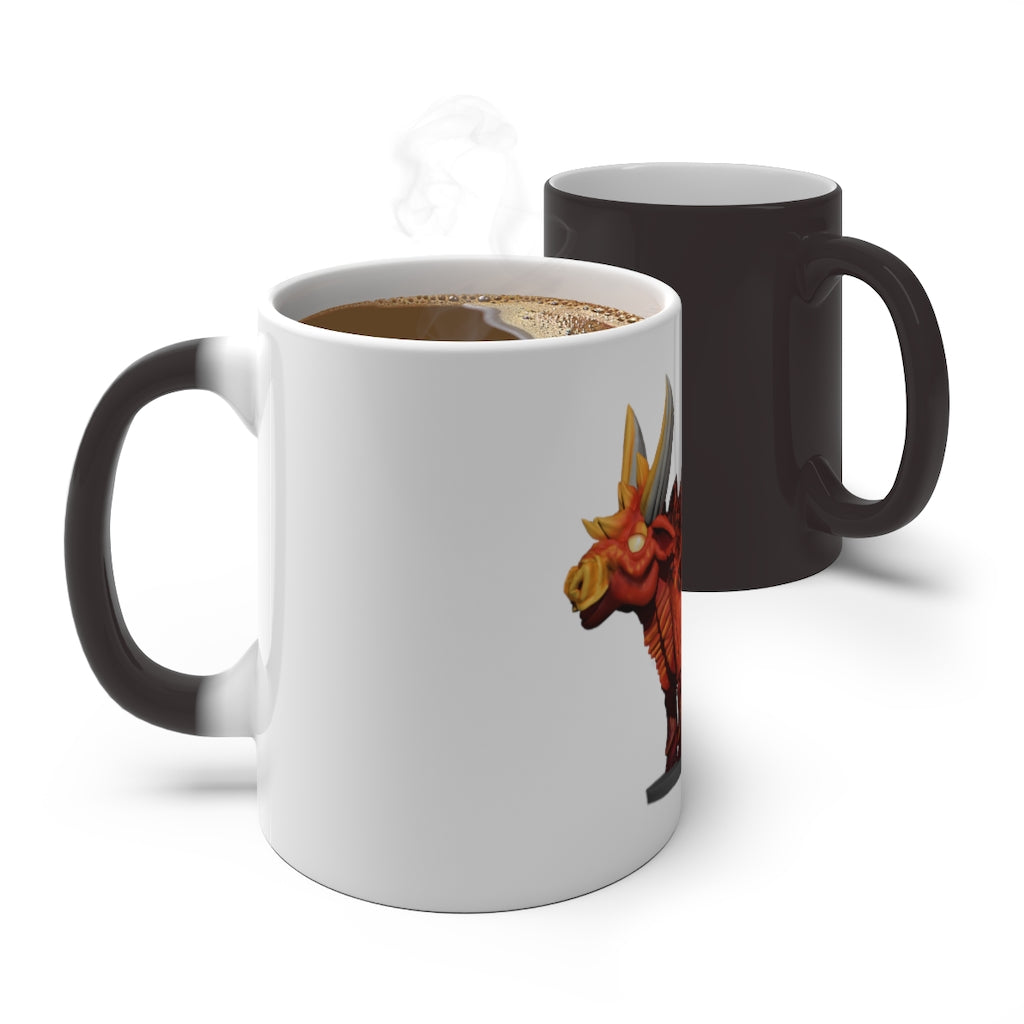 Fire Bull Color Changing Mug showcasing vibrant colors and a stylish design, perfect for warm beverages.