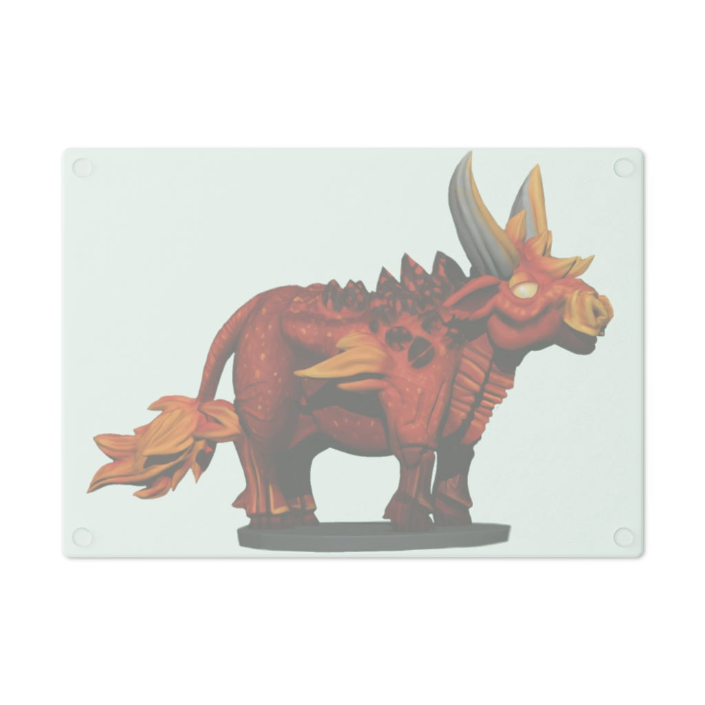 Fire Bull Cutting Board made of tempered glass with rubber dots for stability, showcasing a stylish design suitable for any kitchen.