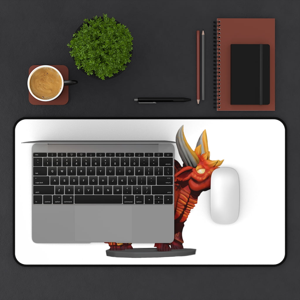 Fire Bull Desk Mat featuring customizable design, made of durable neoprene with anti-slip backing.