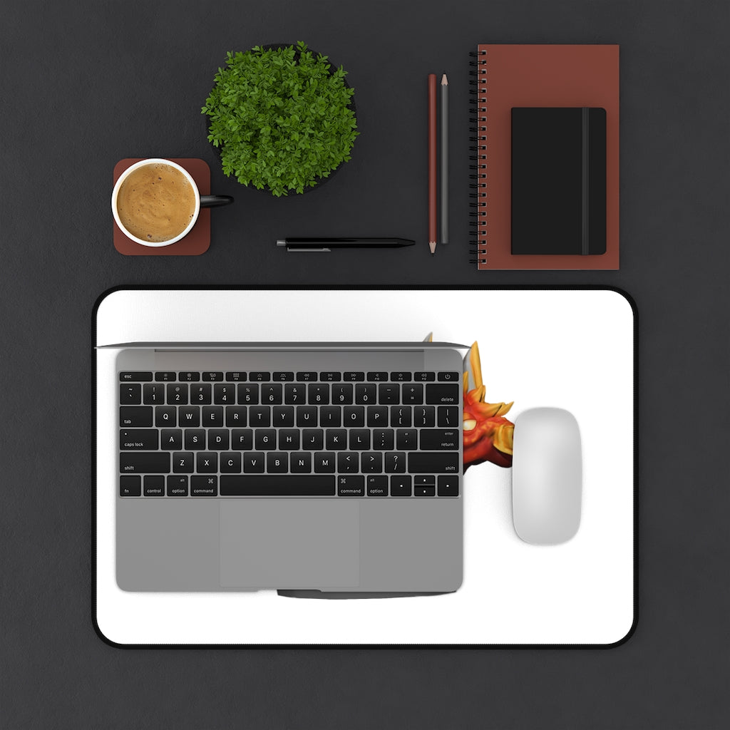 Fire Bull Desk Mat featuring customizable design, made of durable neoprene with anti-slip backing.