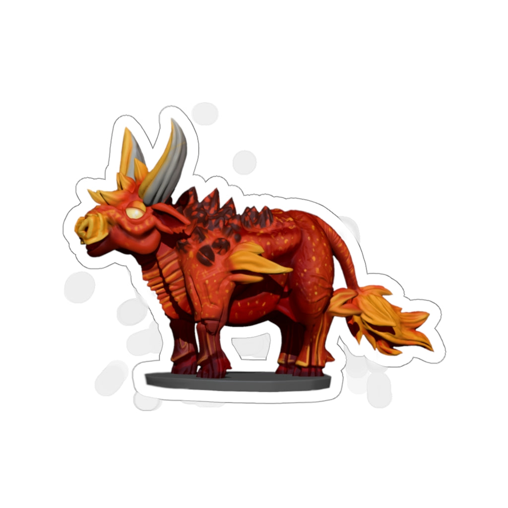 Fire Bull Kiss-Cut Stickers showcasing various custom shapes in white and transparent materials.